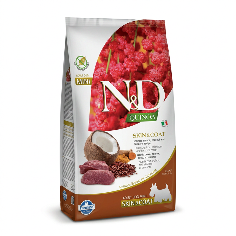Farmina N&D Quinoa-Serie Haut- und Fellpflege Hundefutter für ausgewachsene mittelgroße bis große Hunde (Venus-Fleisch) 2,5 kg
