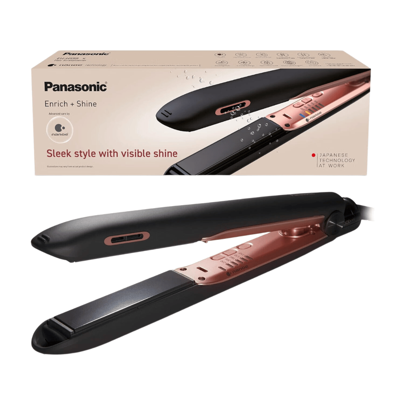 Panasonic Nanoe Ceramic Hair Straightener With Temperature Control - Black, Eh-Hs99