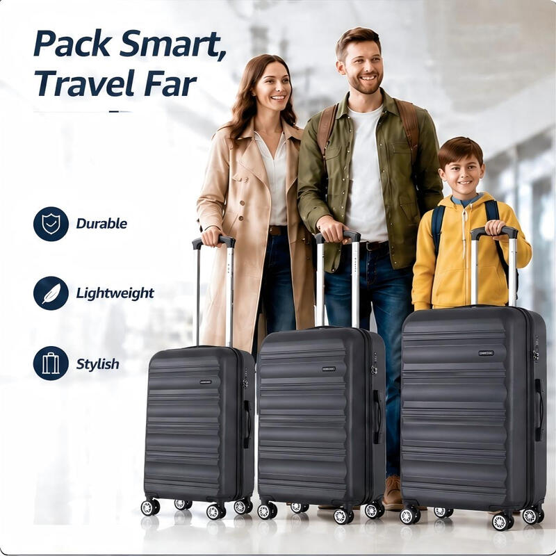3-teiliges ABS-Hartschalen-Koffer-Set 20/24/28 Zoll, Aluminium-Teleskopgriff, 360° leise Spinner-Rollen TSA-Schloss Reise-Trolley-Koffer für Familienreisen