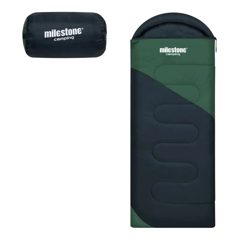 Hooded Sleeping Bag / 3 Season Single Envelope Style / 250gsm Water Resistant with Ca