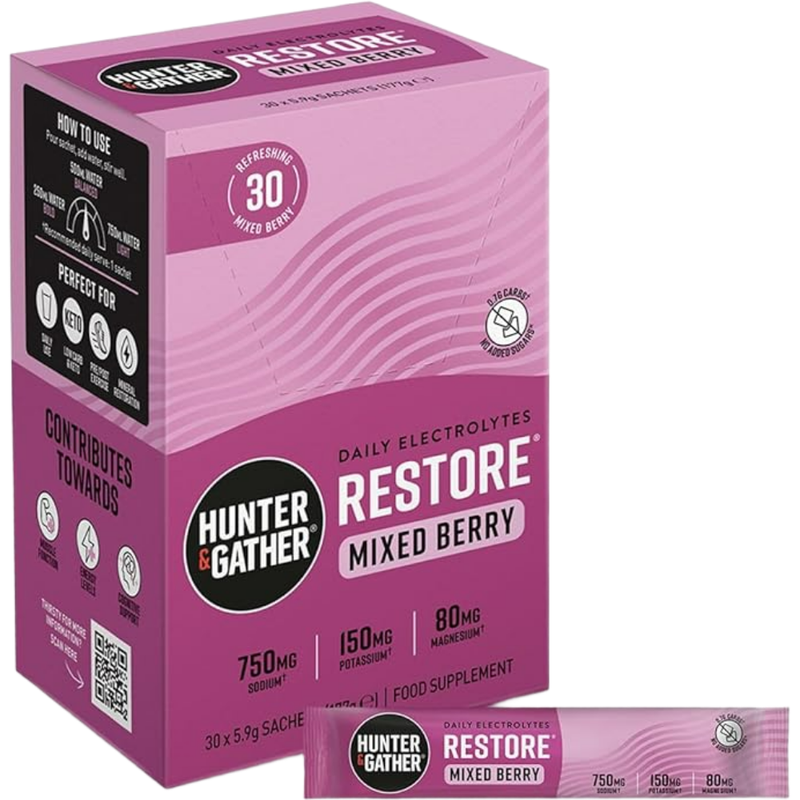 Hunter & Gather Pink Restore Electrolytes Berry Hydration Support Sachets Flavour - 30 Sachets