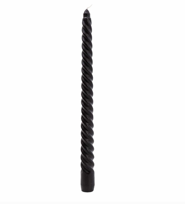 Taper Candles Twisted Black 4pcs