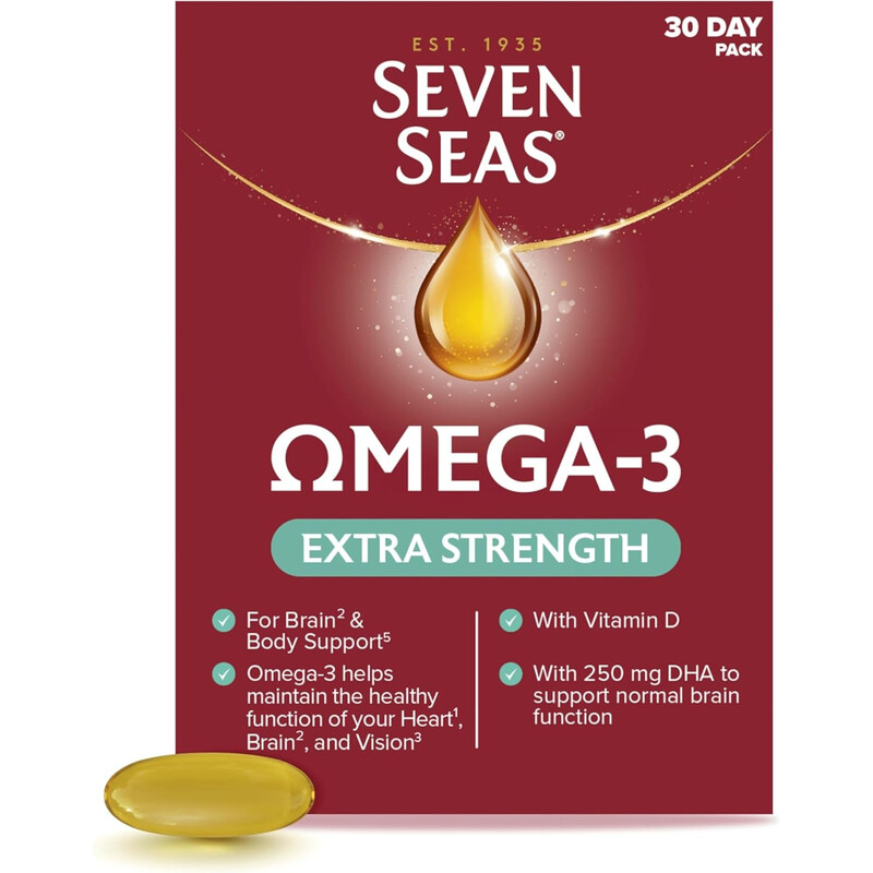 Seven Seas Omega-3 Fish Immune Support Oil Capsules Extra Strength With Vitamin D - 30 Capsules