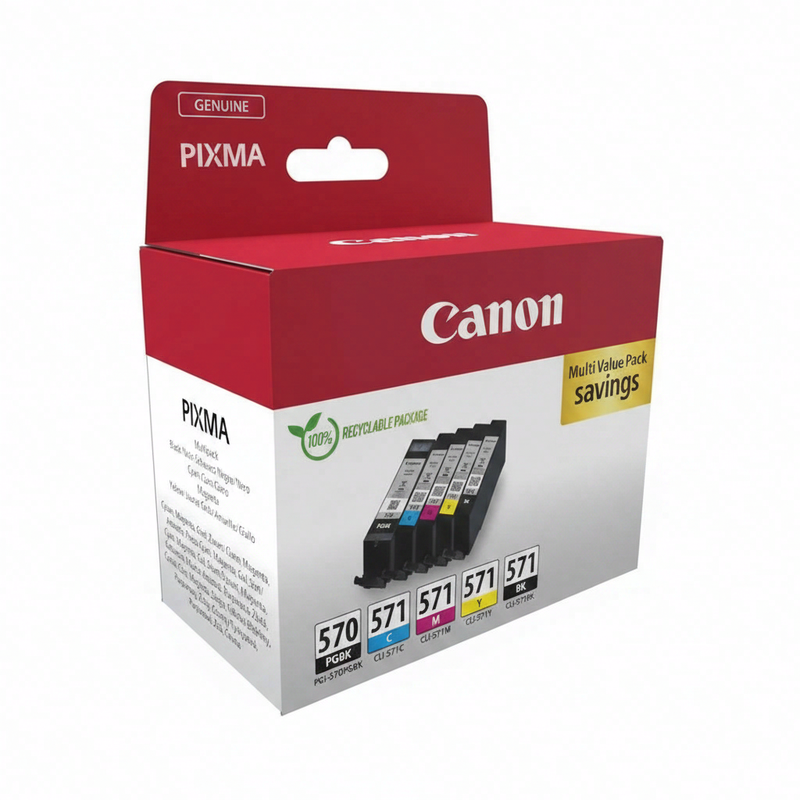 Canon 0372C006 inktcartridge, 5 stuks, origineel, zwart, cyaan, magenta, geel