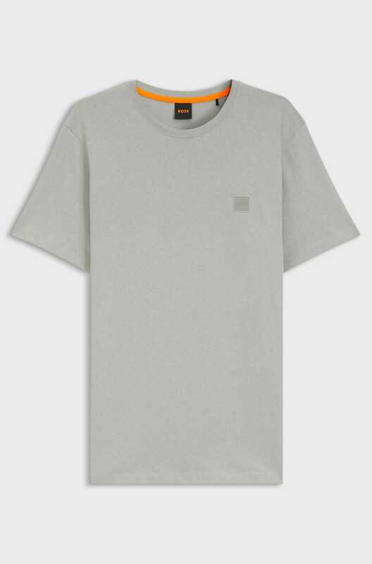 BOSS Cotton Jersey T-Shirt with Logo Patch - Light Grey