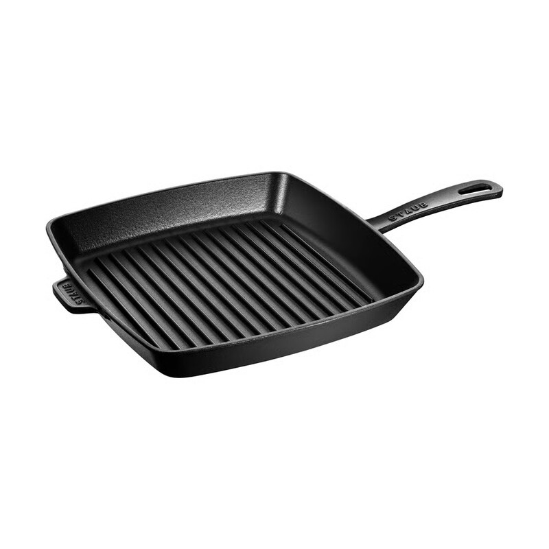 STAUB Gusseiserne Grillpfanne rund, 30 cm - Ideal zum Grillen von Fleisch, Gemüse und mehr im Ofen oder auf dem Herd