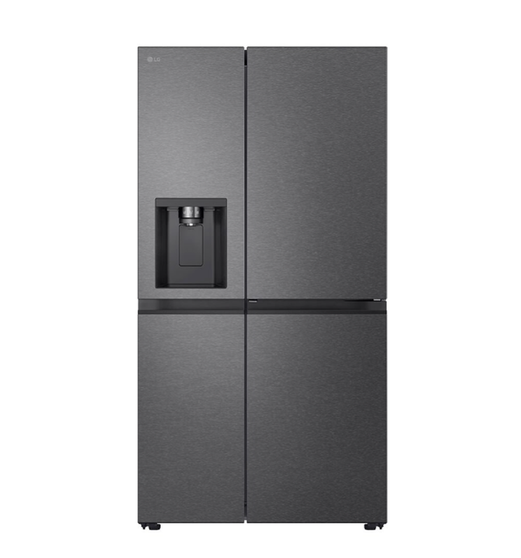 LG GSJC41EPPE Side-by-Side-Kühlschrank, 641 l, Energieeffizienzklasse E, Wasser- und Eisspender ohne Wasseranschluss, Smart Inverter Kompressor, Multi Air Flow, Mattschwarz