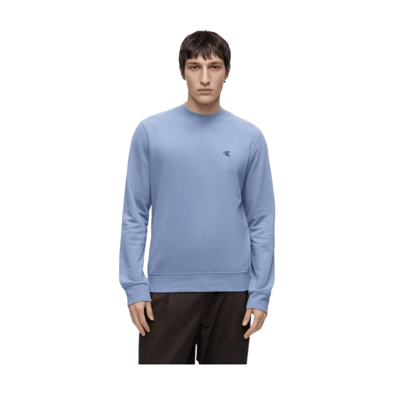 Calvin Klein Blue Terry Monogram Long Sleeve Sweatshirt In - M - Image 2