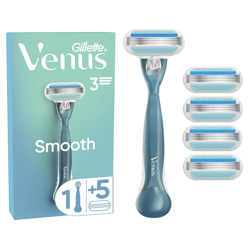 Gillette Venus Smooth Damenrasierer mit wiederverwendbarem Handstück 5 Ersatzklingen