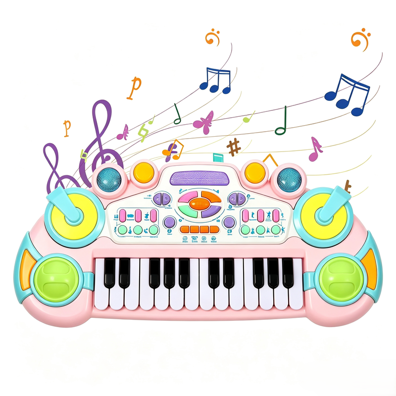 Kindertoy Piano 1-3-5 Jaar - Muzikaal Toetsenbord met Zachte Licht, Volumeregeling & Geluidsmodi - Vroege Educatieve Sensorische Instrument - Verjaardags- & Kerstcadeau voor Peuters