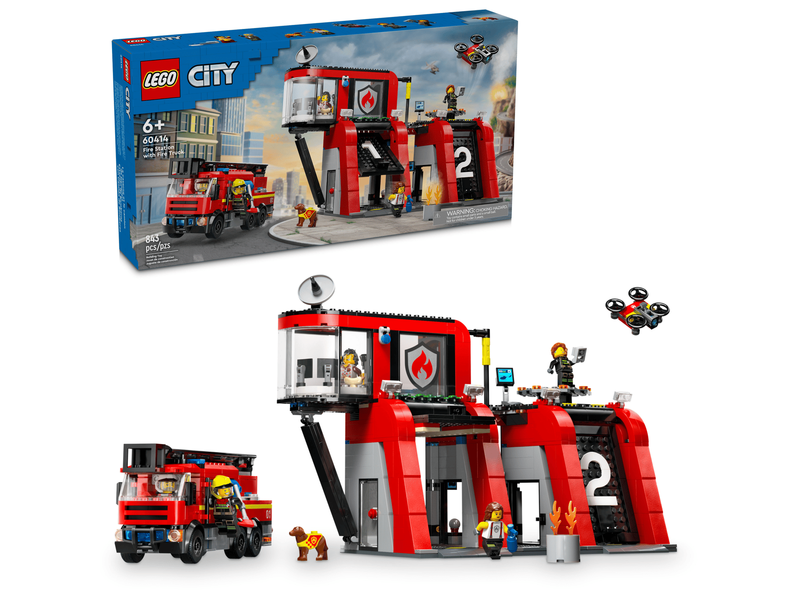 LEGO City 60414 Brandweerkazerne met Brandweerwagen