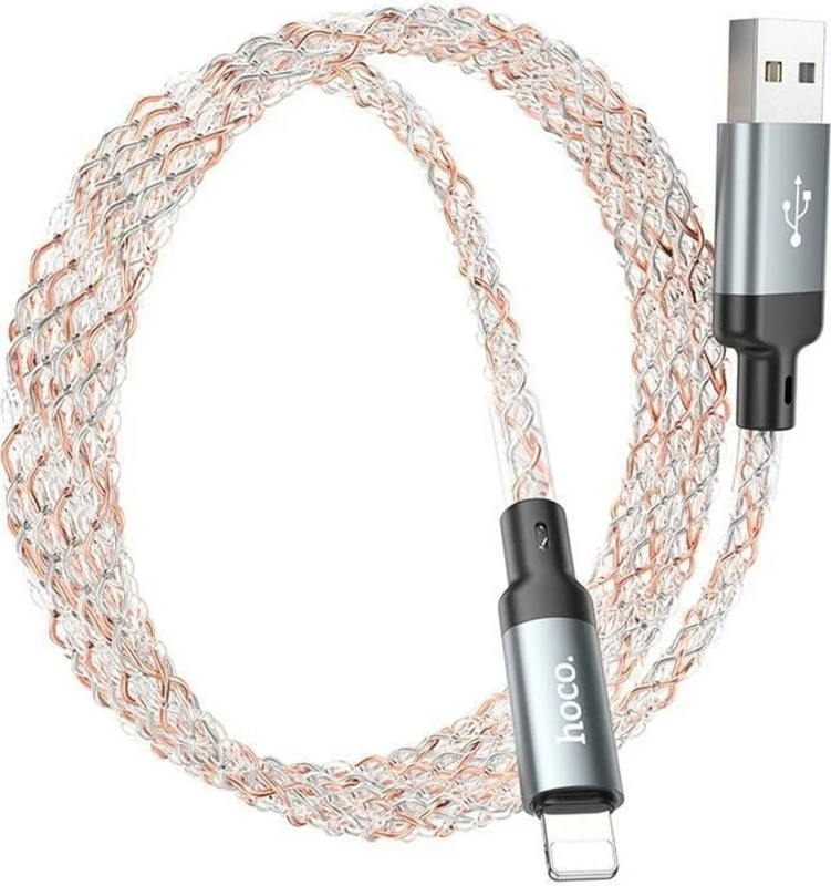 Hoco. Grey Hoco U112 Lightning Charging Cable 1M
