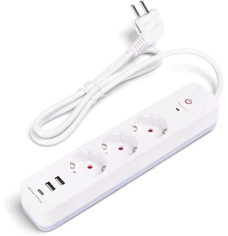 Aigostar 3-weg Stekkerdoos 1,5M 3G1,0mm² Wit en Grijs