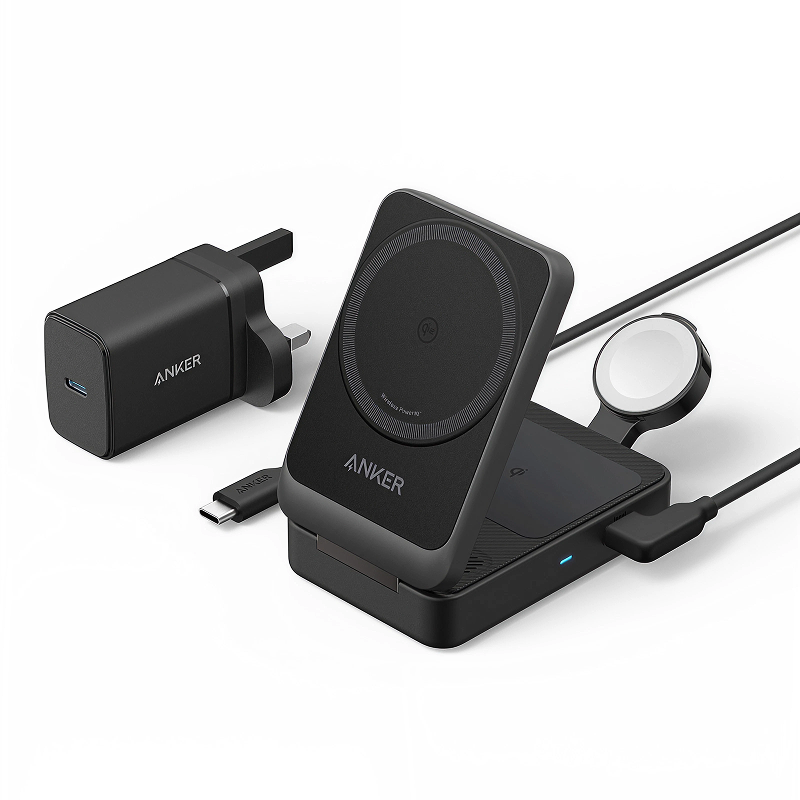 Anker B2557311 mobiele oplader voor koptelefoons, headsets, smartphones en smartwatches, zwart, AC, draadloos opladen, snelladen, voor binnen