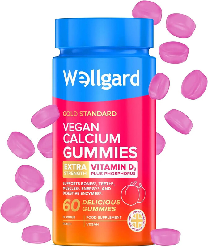 Wellgard Peach Calcium + Vitamin D3 Vegan Bone Support Gummies Flavour - 60 Gummies