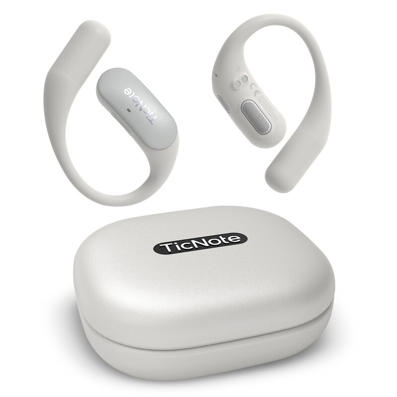 Mobvoi TicNote Pods WLAN KI Aufnahme-Ohrhörer, 32 GB Speicher, Live-Transkription, ENC-Geräuschunterdrückung, 25 h Aufnahme, Bluetooth 6.0, Perlweiß