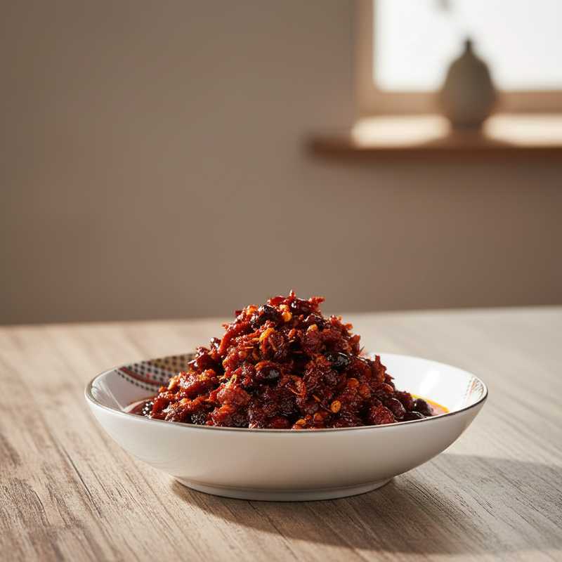 Lao Gan Ma Geschnetzeltes Schweinefleisch Chiliöl mit schwarzer Bohnensauce 280 g