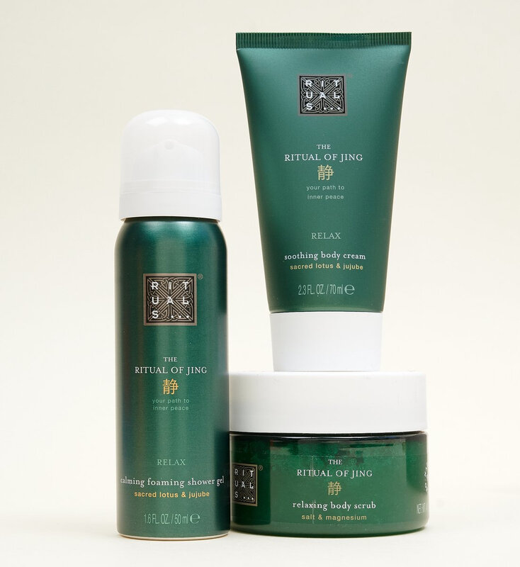 Set Rituals Jing Gommage 125 g + Bodycrème 70 ml + Gel 50 ml, huidverzorgingsproduct