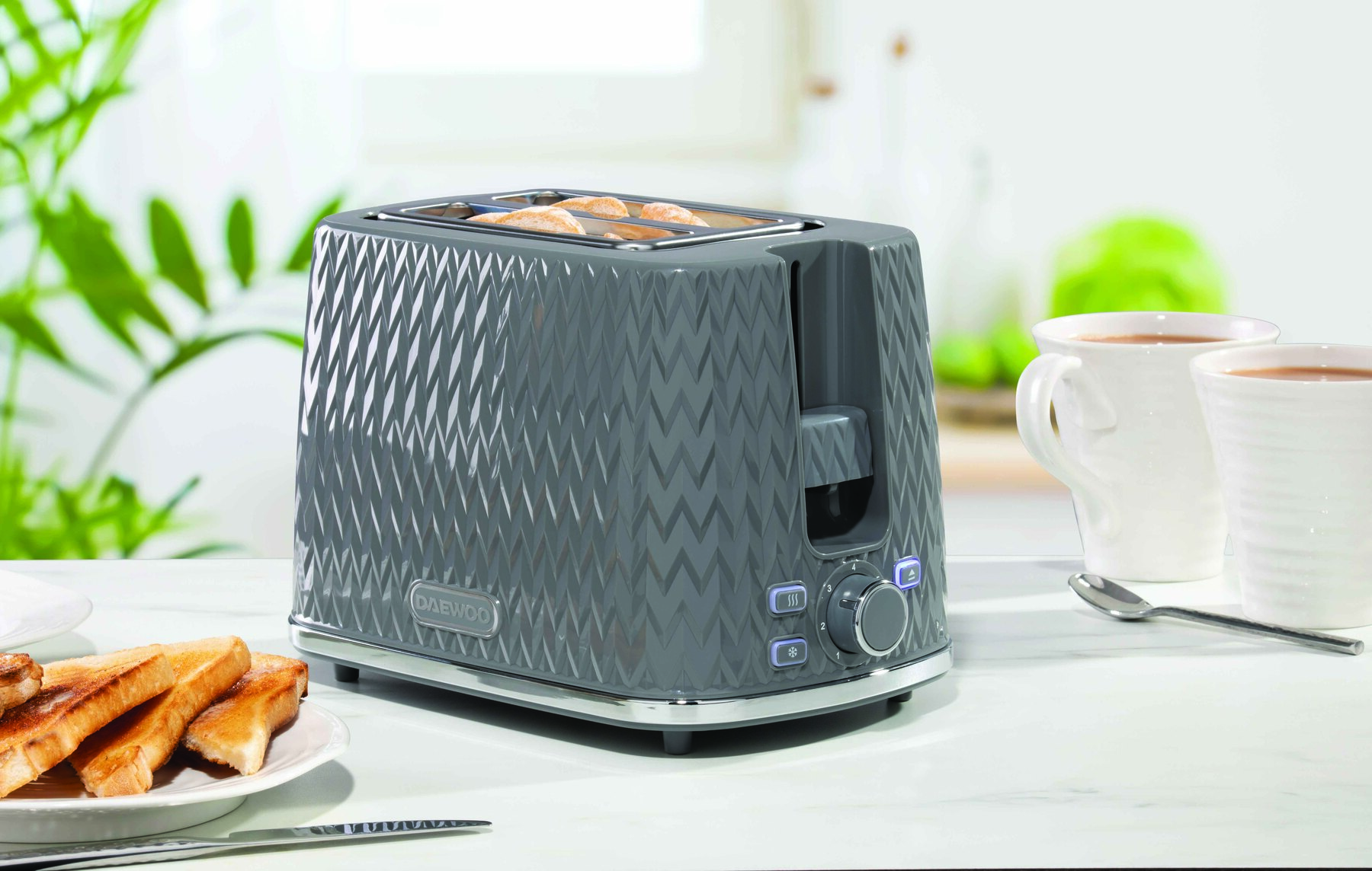 Argyle 2 Slice Toaster, Wide Slots, Textured Dark Grey - SDA1821GE