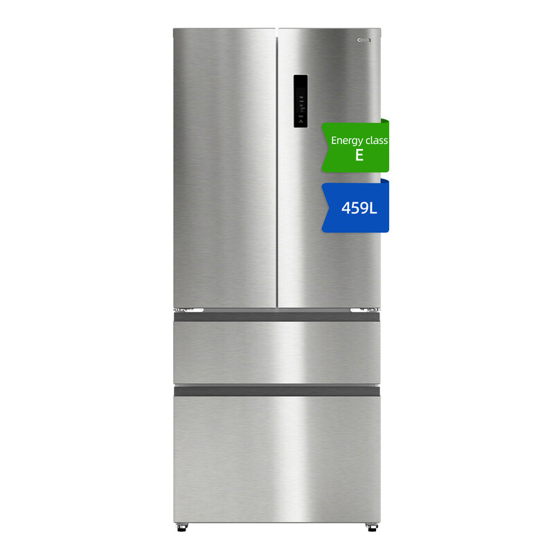 CHiQ JKR461WSSE KITFit Pro 4-Door 459L French Door Fridge Freezer - Total No Frost - Premium Stainless Steel - E Rated