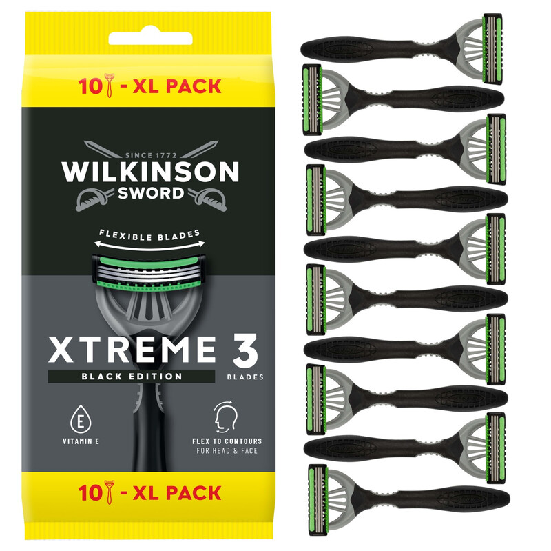 WILKINSON SWORD Xtreme 3 Black - Rasoirs Jetables Pour Homme - x 10