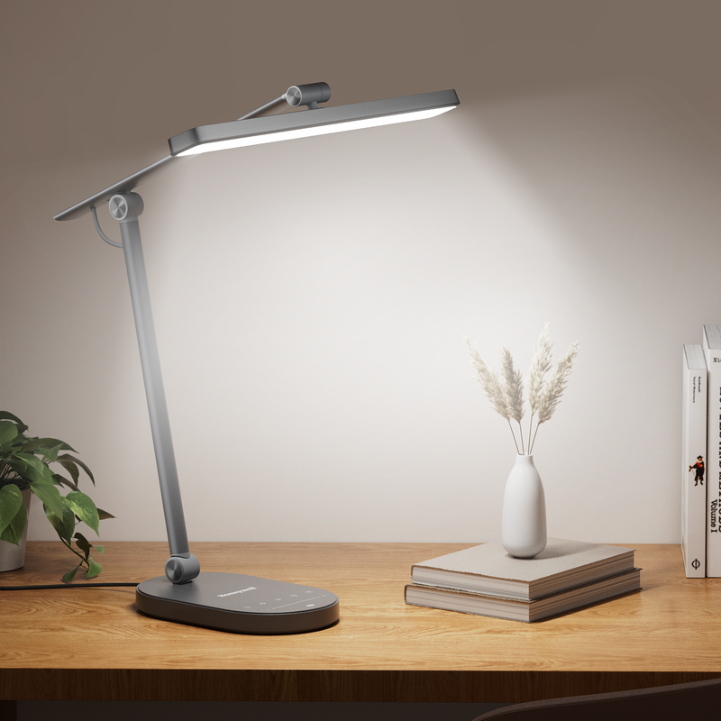 Honeywell Schreibtischlampe für Home-Office, H4G Sunturalux™ augenschonende LED-Schreibtischleuchte, 700 lm dimmbare Schreibtischlampe mit Timer, verstellbare Leseleuchte für den Schreibtisch, Touch-Tischlampe mit automatischer Dimmfunktion für Arbeitszim