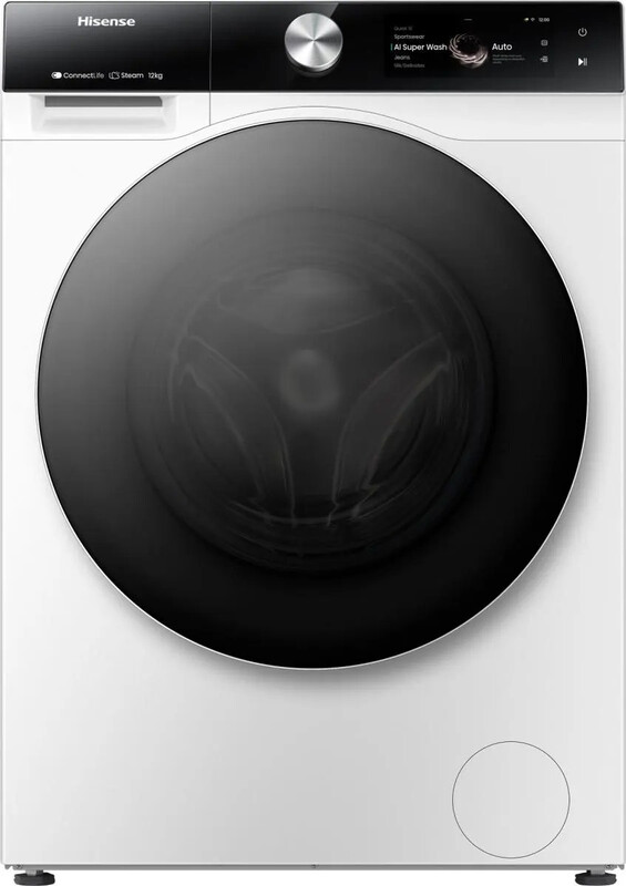 Hisense WF7S1247BW 12 kg Waschmaschine – Leistungsstarke 1400 U/min Schleuderdrehzahl für schnelleres Trocknen, automatische Waschmitteldosierung, Tiefenreinigung mit Dampf, leiser Betrieb und intelligente WLAN-Steuerung