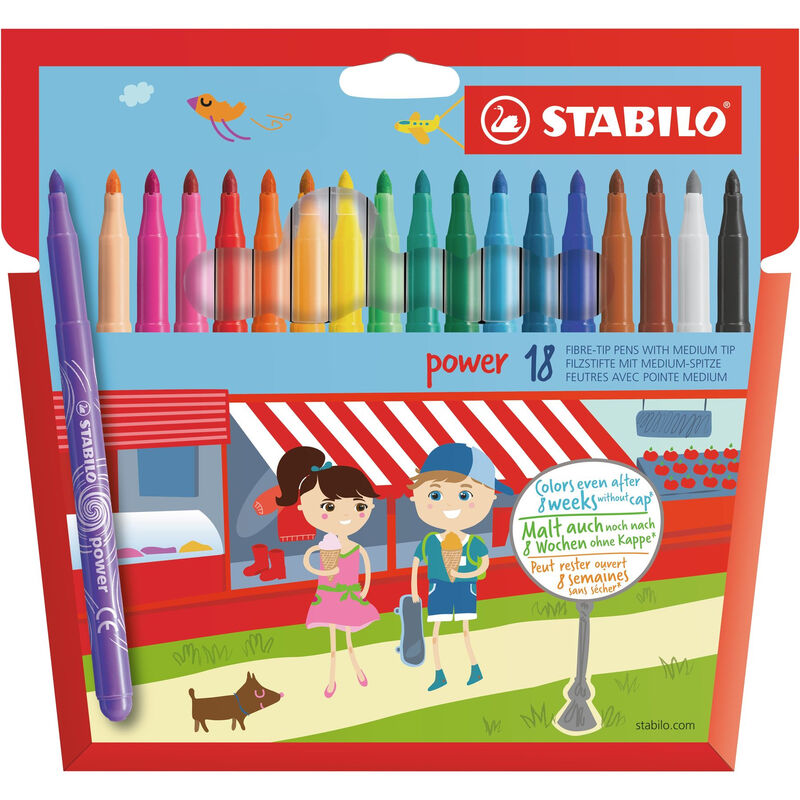 STABILO power - medium puntvast potlood - verpakking van 18 - assorti kleuren