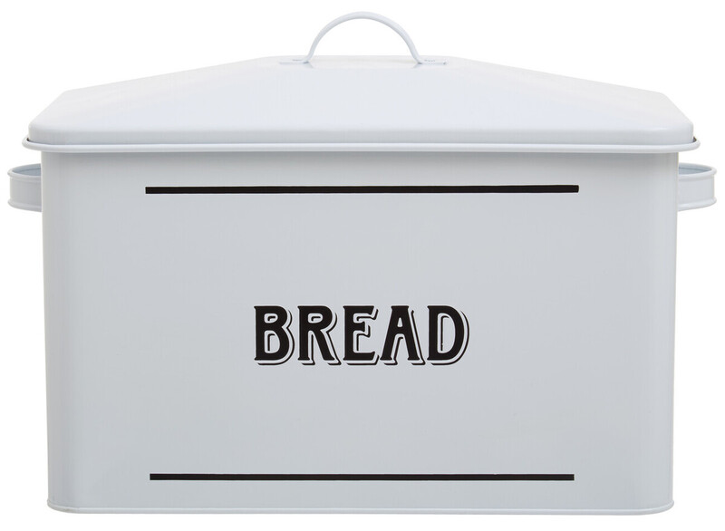 Grocer White Metal Bread Bin