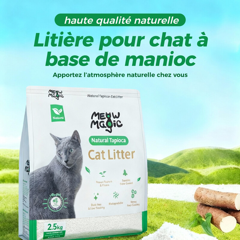 Meowmagic Litière pour chat à base de tapioca naturel - 2,5 kg