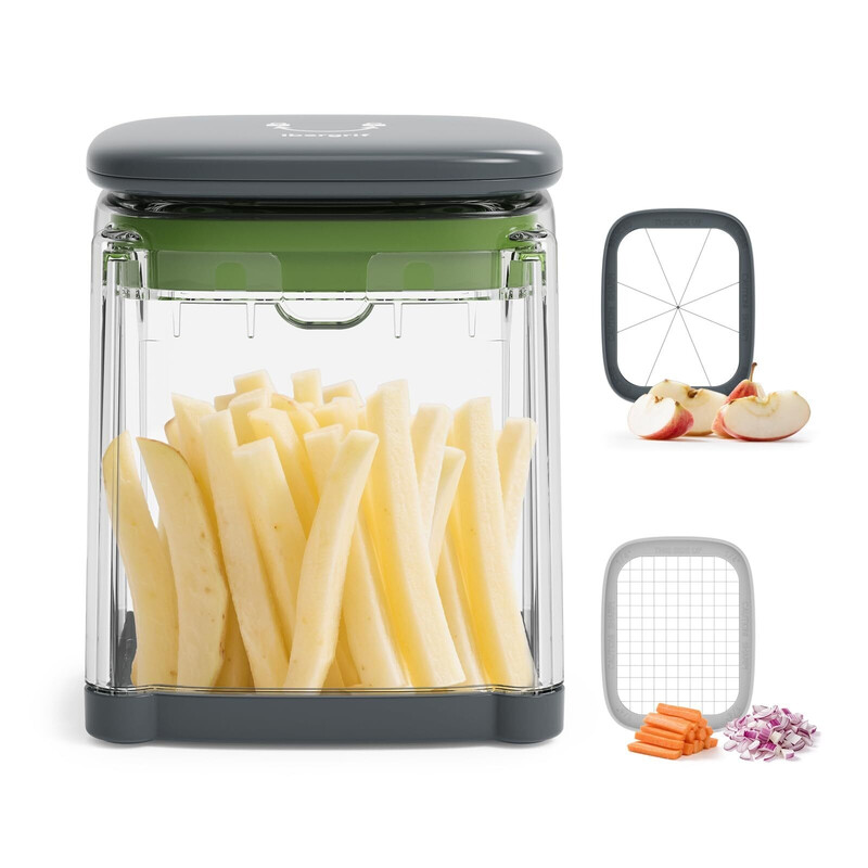 Ibergrif Kartoffel Stäbchen Schneider, 3 in 1 Kartoffelschneider, Schneller Pommes Schneider, 700ml Pommes Maker für Karotten, Äpfel, Zucchini, Zwiebeln