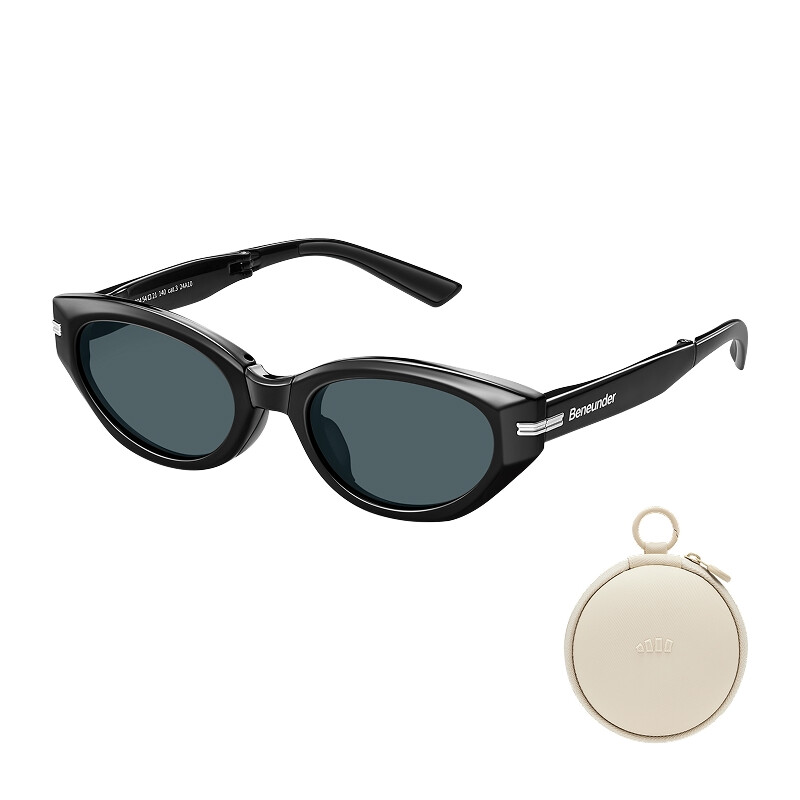 FD315-CN304, Cat-Eye Foldable Sunglasses, Black Frame, Grey Lenses