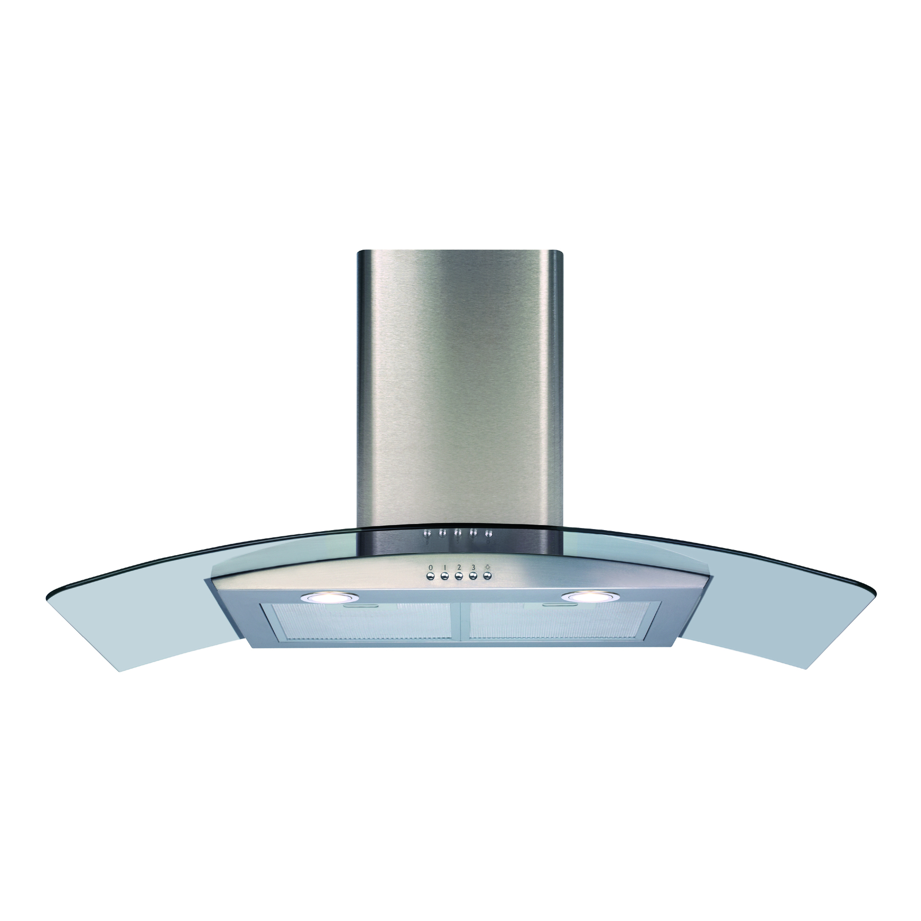ECP92SS 90cm Curved Glass Chimney Cooker Hood, Stainless Steel – Energy Class D