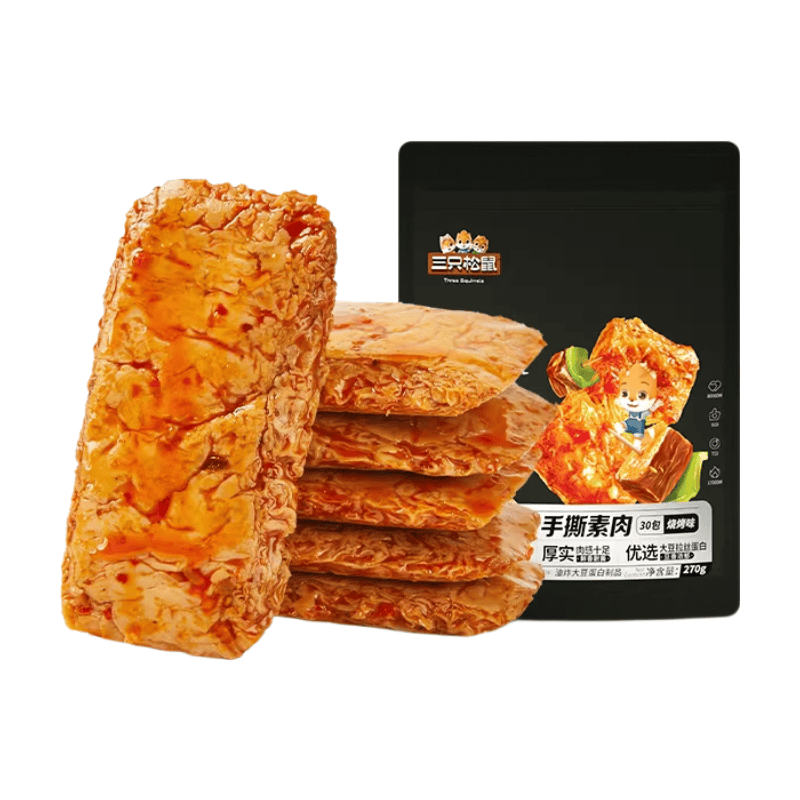 Three Squirrels Torn Vegetable Meat BBQ Flavor 270g