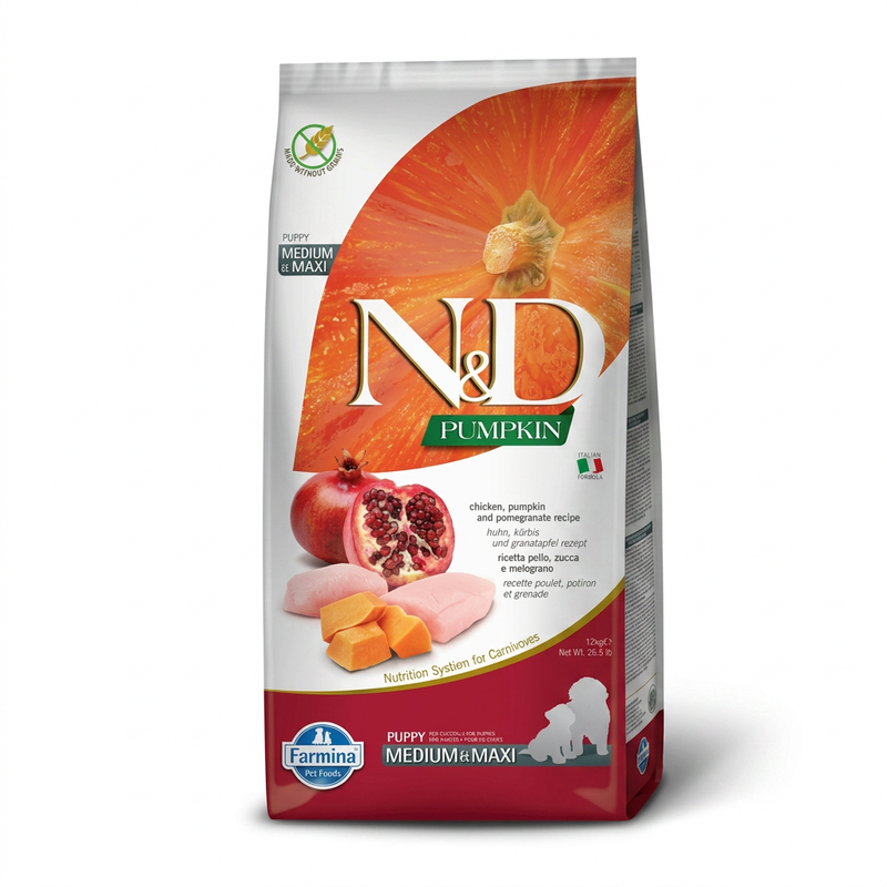 Farmina N&D pompoen en kip puppy medium/maxi 12 kg