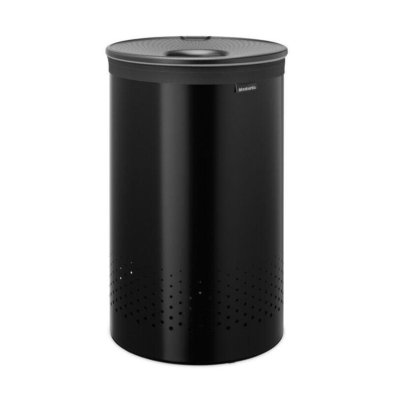 Laundry Bin, 60L, Plastic Lid - Matt Black