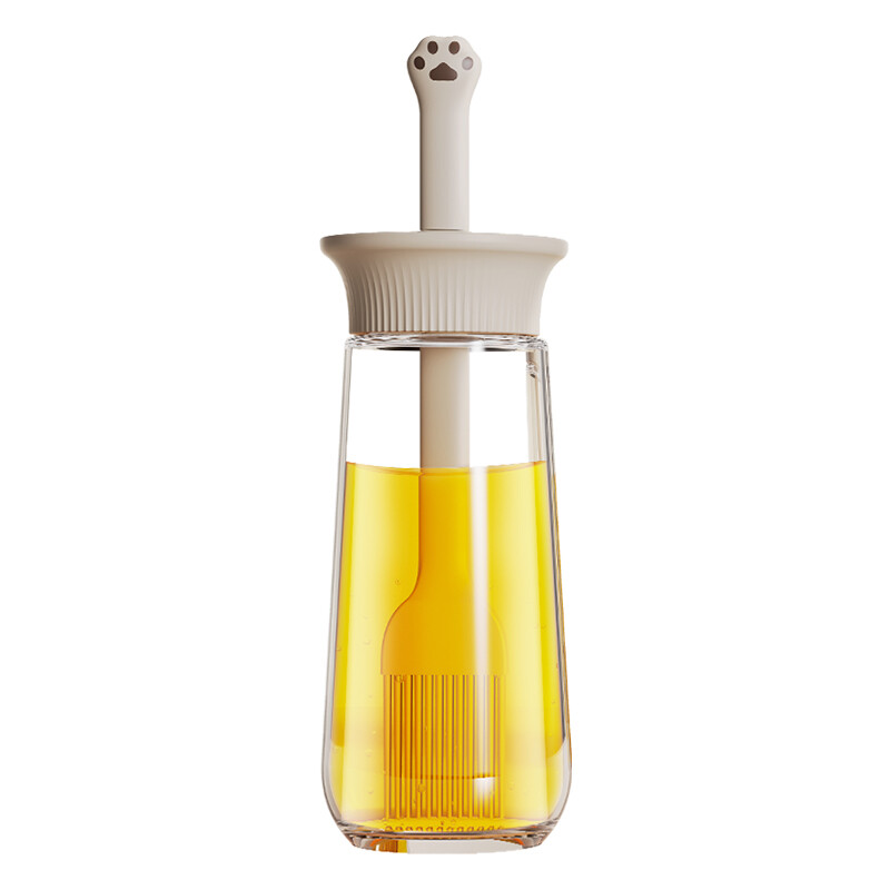 280ml /9.47oz Oil Dispenser with Brush - Glass Oil Bottle for Kitchen with Silicone H
