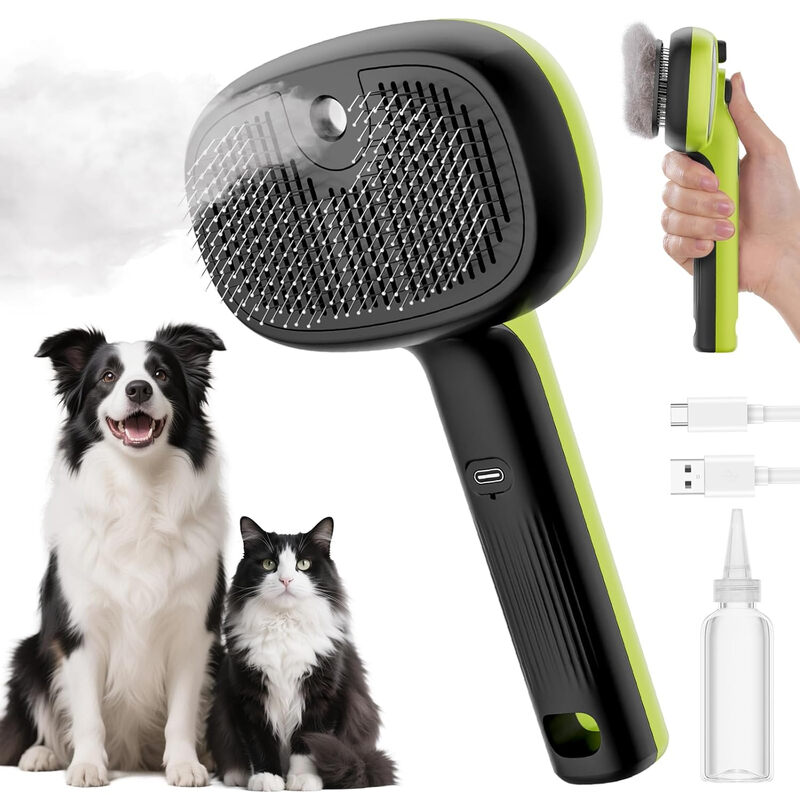 Pet Spray Comb with Water Bottle - Green