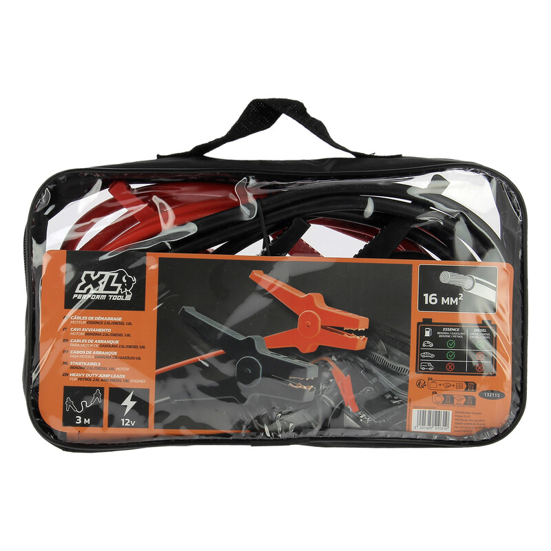 Lot de 2 câbles de démarrage XLPT 16 mm² 300 Pinces isolées Sacoche de rangement incluse - vue 2