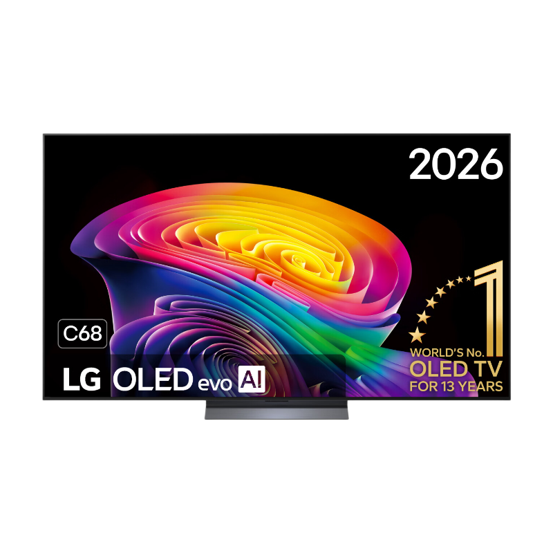 LG OLED55C68LA 55 inch OLED evo AI C6 4K Smart TV, α11 AI Processor 4K Gen3, 120 Hz Native, VRR tot 165 Hz, Dolby Vision, Dolby Atmos, webOS 26, G-SYNC Compatibel, FreeSync Premium, Zwart