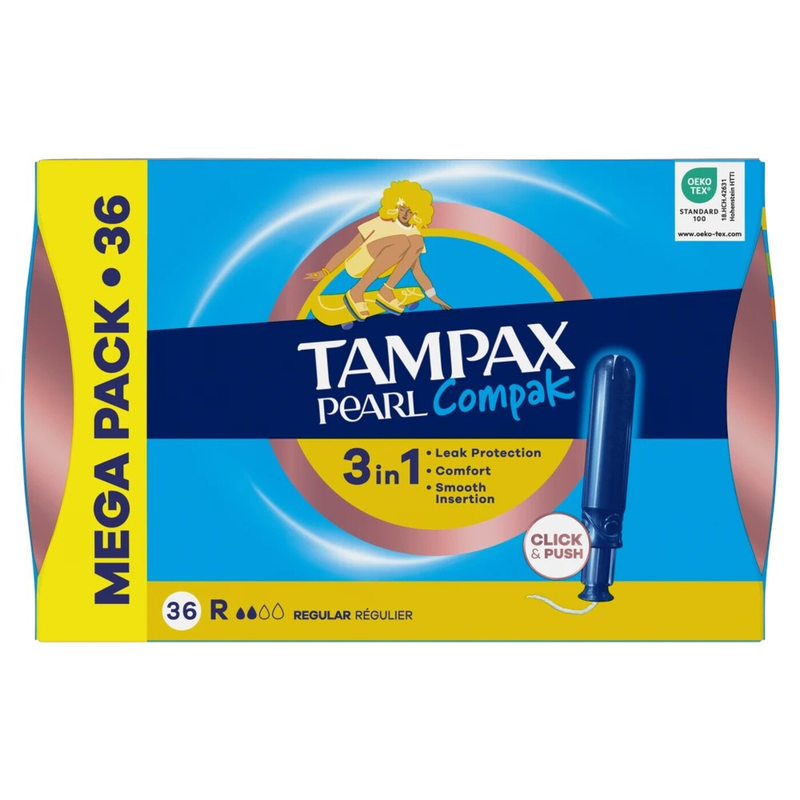 Tampax Pearl Compak tampons réguliers avec applicateur x36
