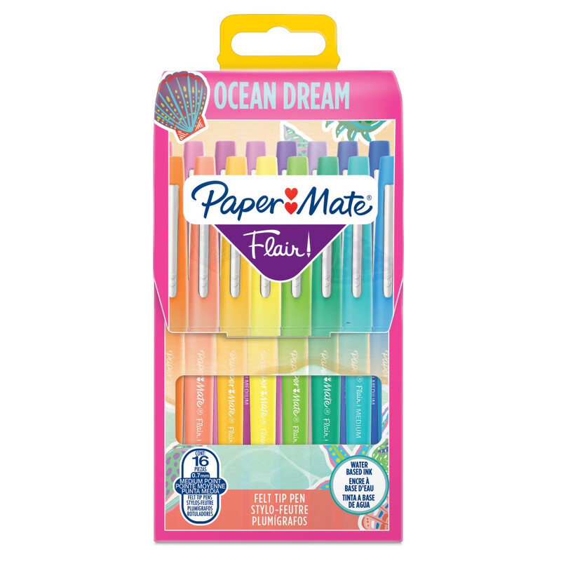 Paper Mate Flair Stylos feutres | à pointe moyenne | Lot de 16