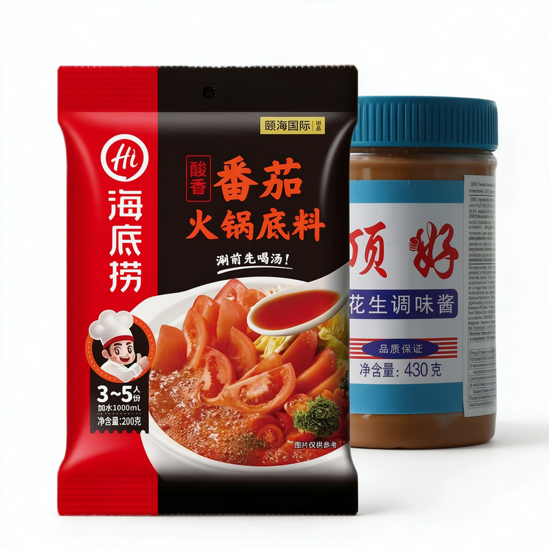 [HAIDILAO + Ding Hao] tomaten hotpot soepbasis + pindasaus set
