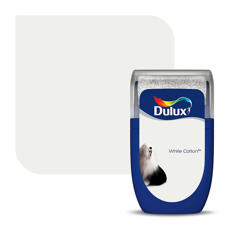 Dulux White Matt Emulsion Paint Tester Pot - Cotton - 30Ml