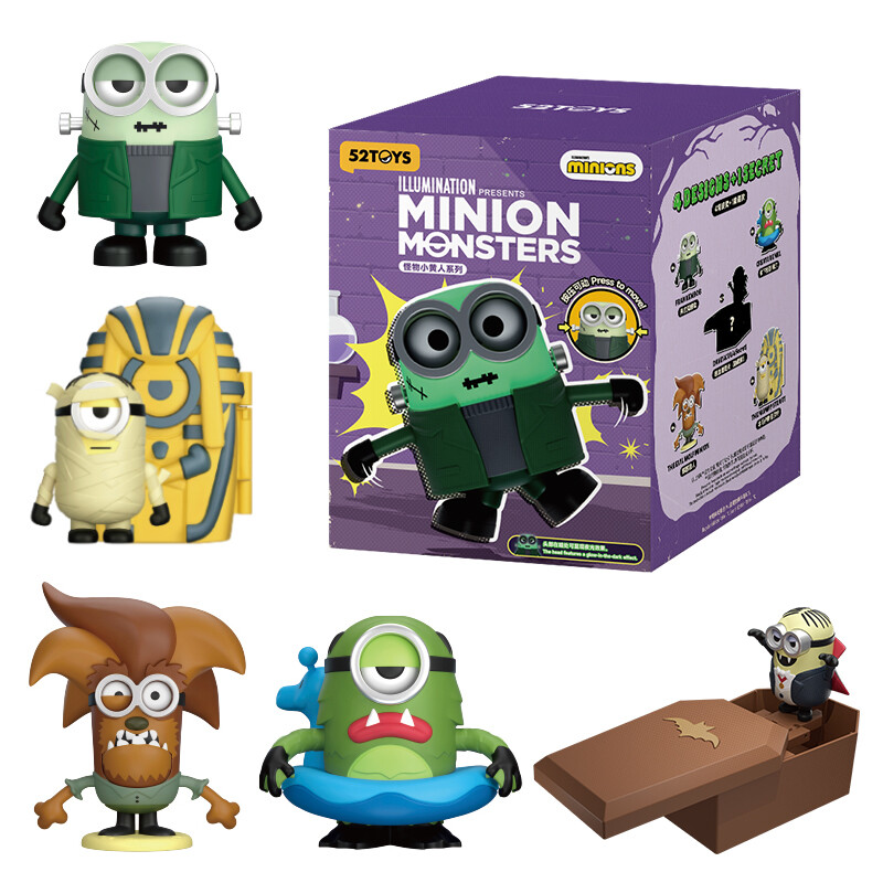 52TOYS Minions Monster-Serie, mechanische Actionfigur mit Federwerkzeug, Blind Box, Popkultur-Spielzeug, Universal Studios Merchandise, zufällige Einzelfigur