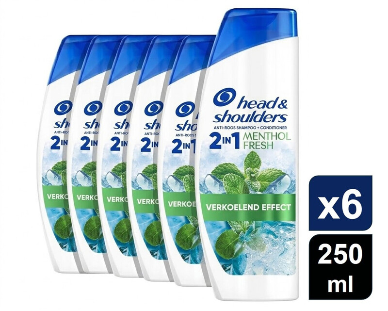 Head & Shoulders 2-in-1 Anti-roos Shampoo en Conditioner Menthol Fresh 6 x 250 ml (6-Pack)