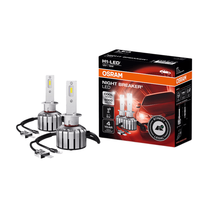 OSRAM NIGHT BREAKER LED H1, tot 40% minder verblinding, met wegtoelating