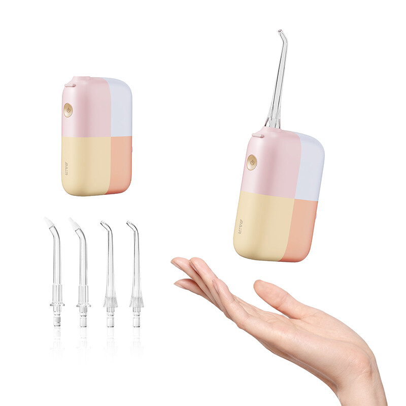 CARE V6 Pink&Orange Portable Pocket Water Flosser with Innovative Magnetic Tank, Pres