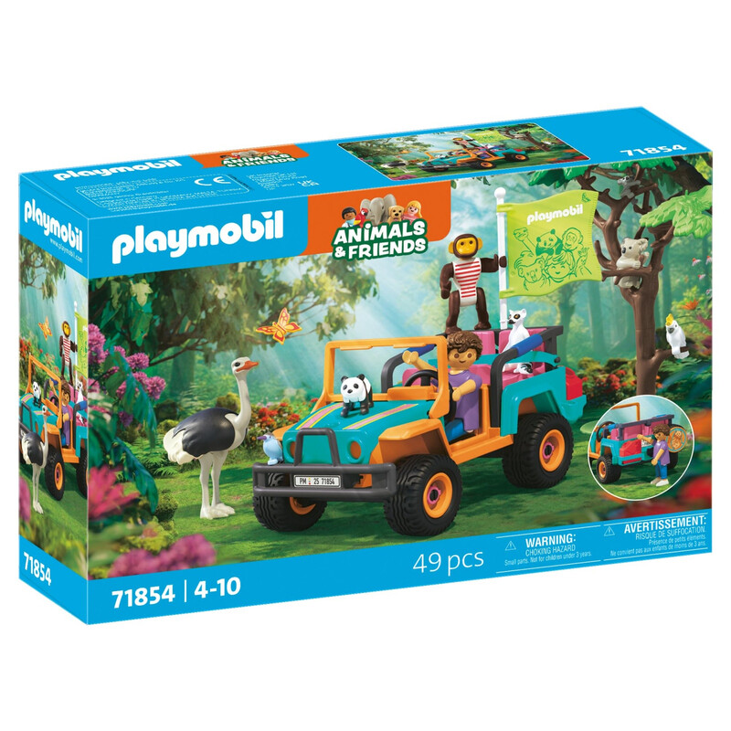 PLAYMOBIL Tiere & Freunde Buntes Geländefahrzeug, Spielzeug ab 4 Jahren, Geschenk für Kinder, fördert Kreativität & Abenteuer, mit Figuren, Fahrzeug & Zubehör, 71854