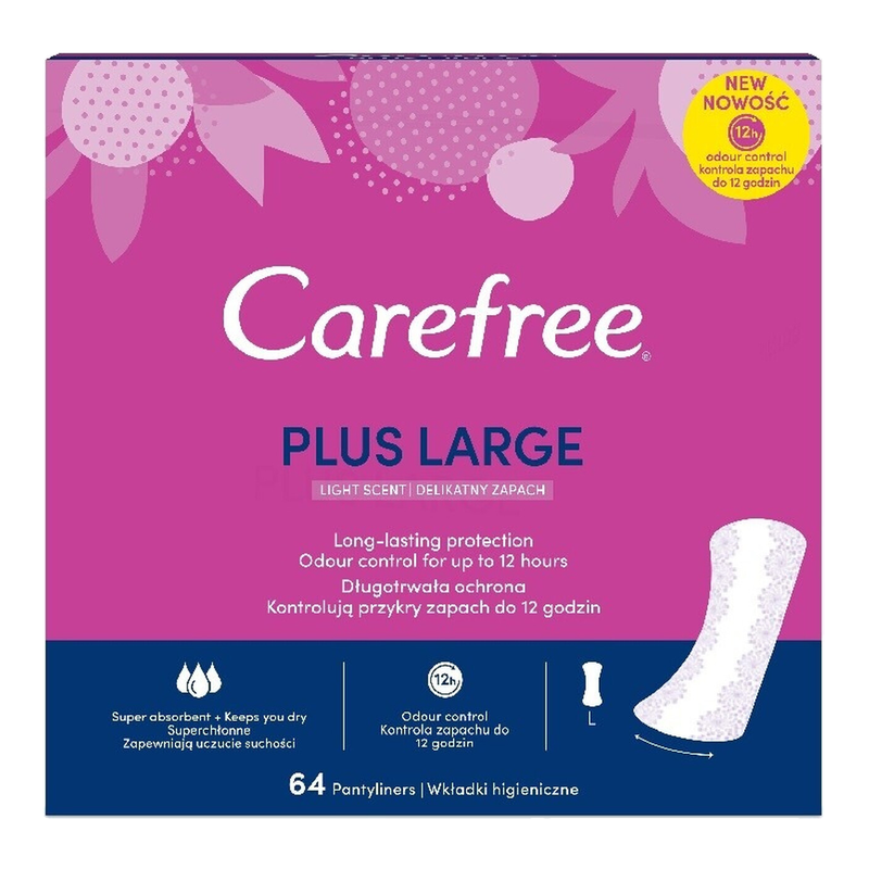 Carefree Plus Large Light Scent Pantyliners 64 Liners